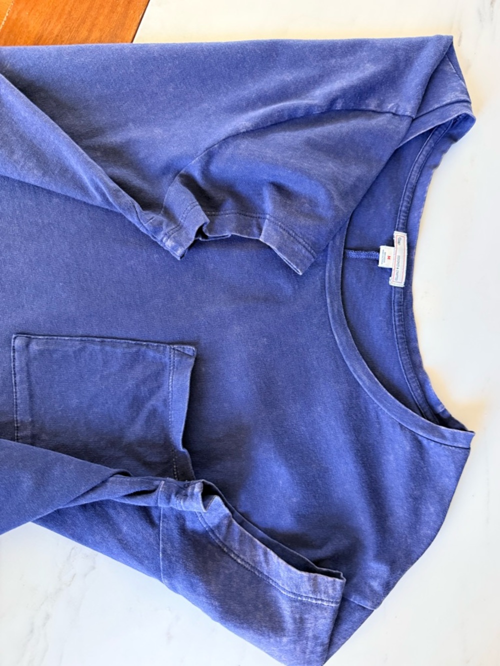 GAP Women's Top Tee Shirt Tie Dye Short Sleeve Crewneck Boxy Navy Pocket Size M - Picture 8 of 17